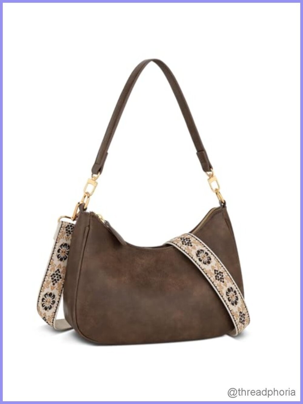 Vintage PU Leather Shoulder Bag Crossbody with Detachable Straps